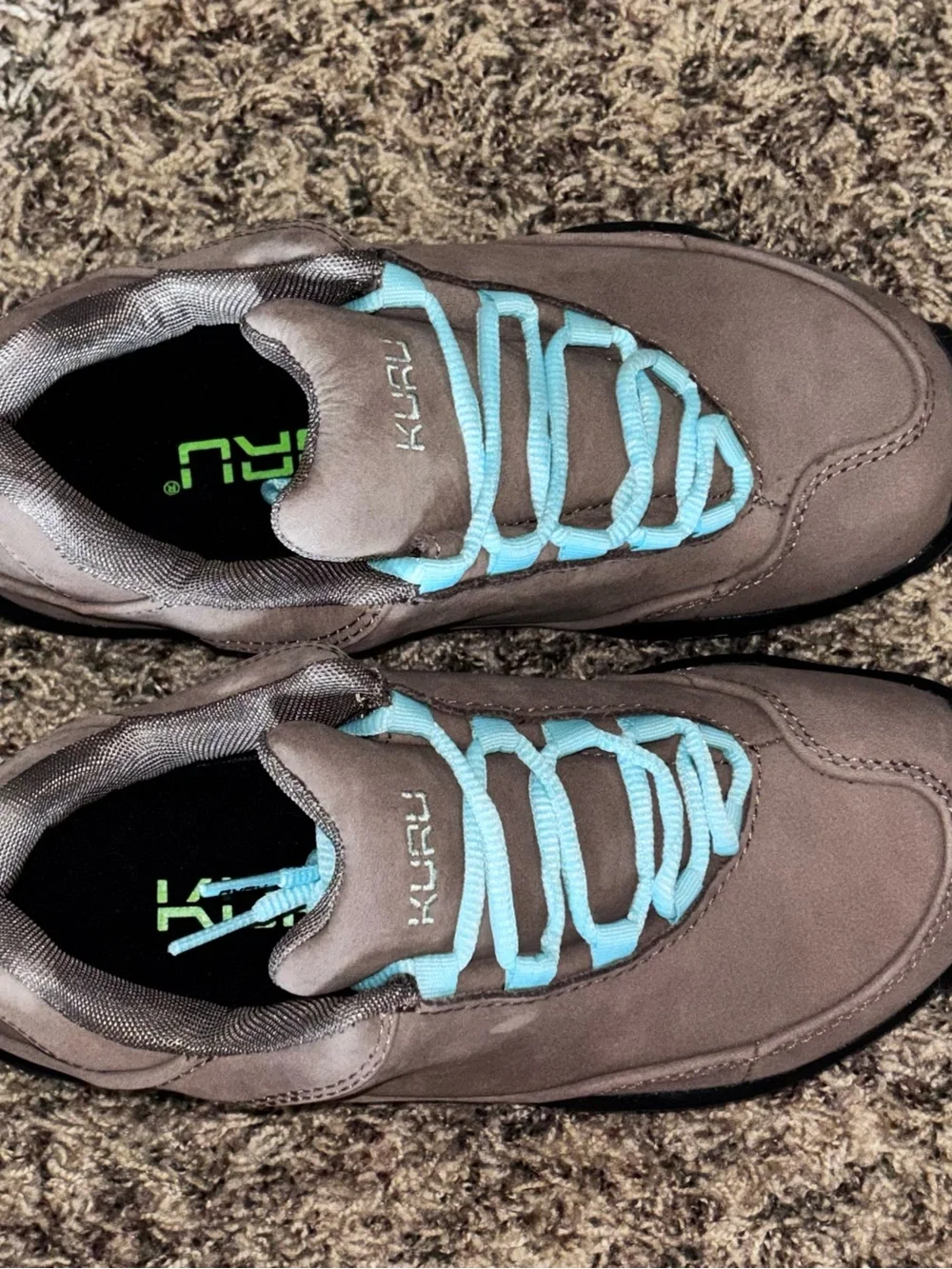 Kuru Chicane Women’s Size 7 Wide Hiking Shoes Warmstone Jet black Mint green